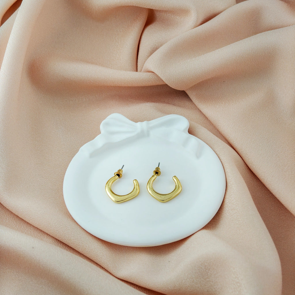 V-Shaped Anti-Tarnish Korean Golden Hoop Earrings