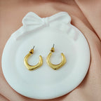 V-Shaped Anti-Tarnish Korean Golden Hoop Earrings