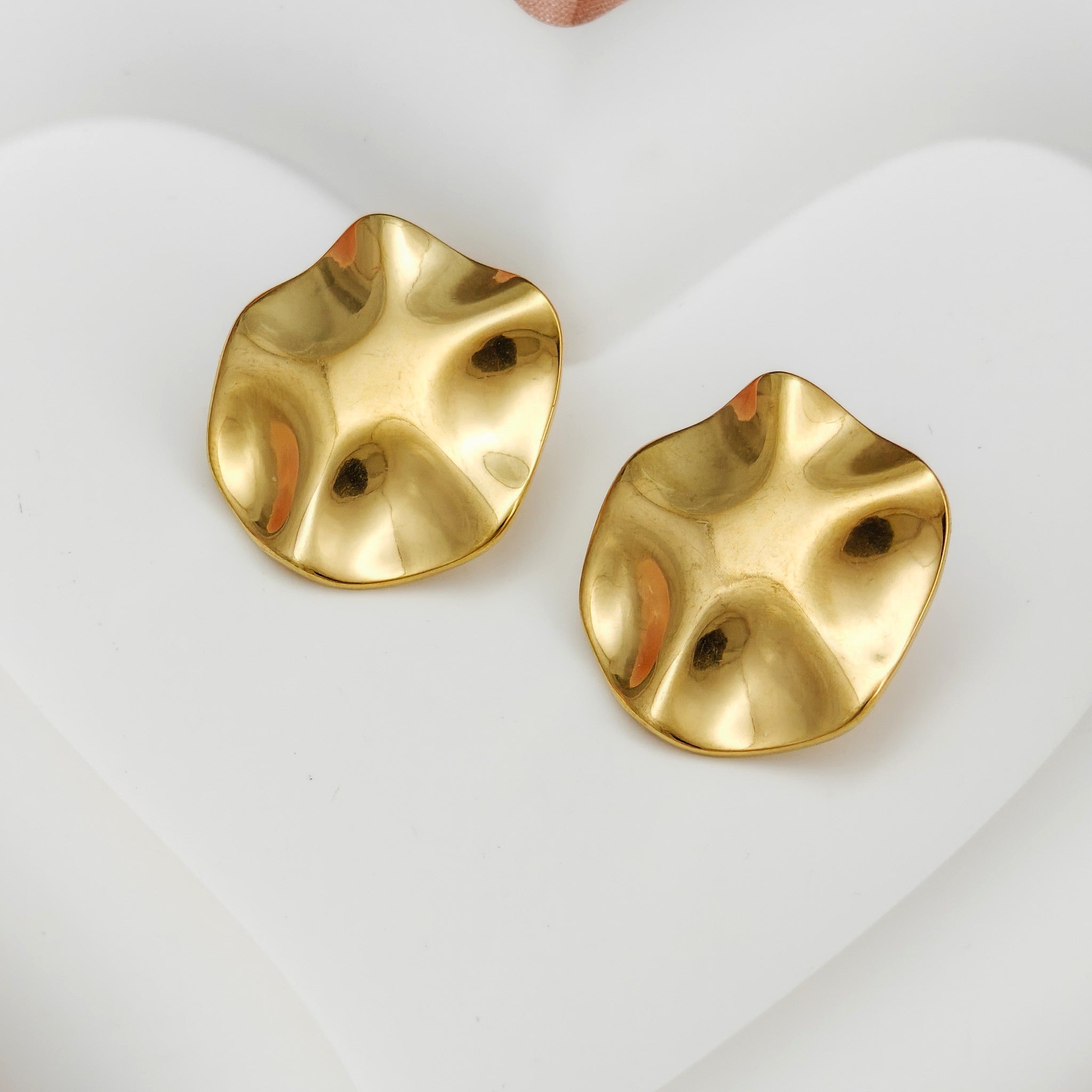 Gold Anti-Tarnish Korean V-Shaped & Sculpted Earrings
