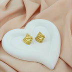 Anti Tarnish Textured Wave Stud Earrings – Korean Jewellery