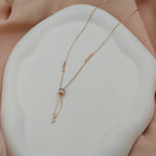 Anti-Tarnish Korean Adjustable Rose Gold Necklace with Baguette Accents