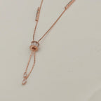 Anti-Tarnish Korean Adjustable Rose Gold Necklace with Baguette Accents