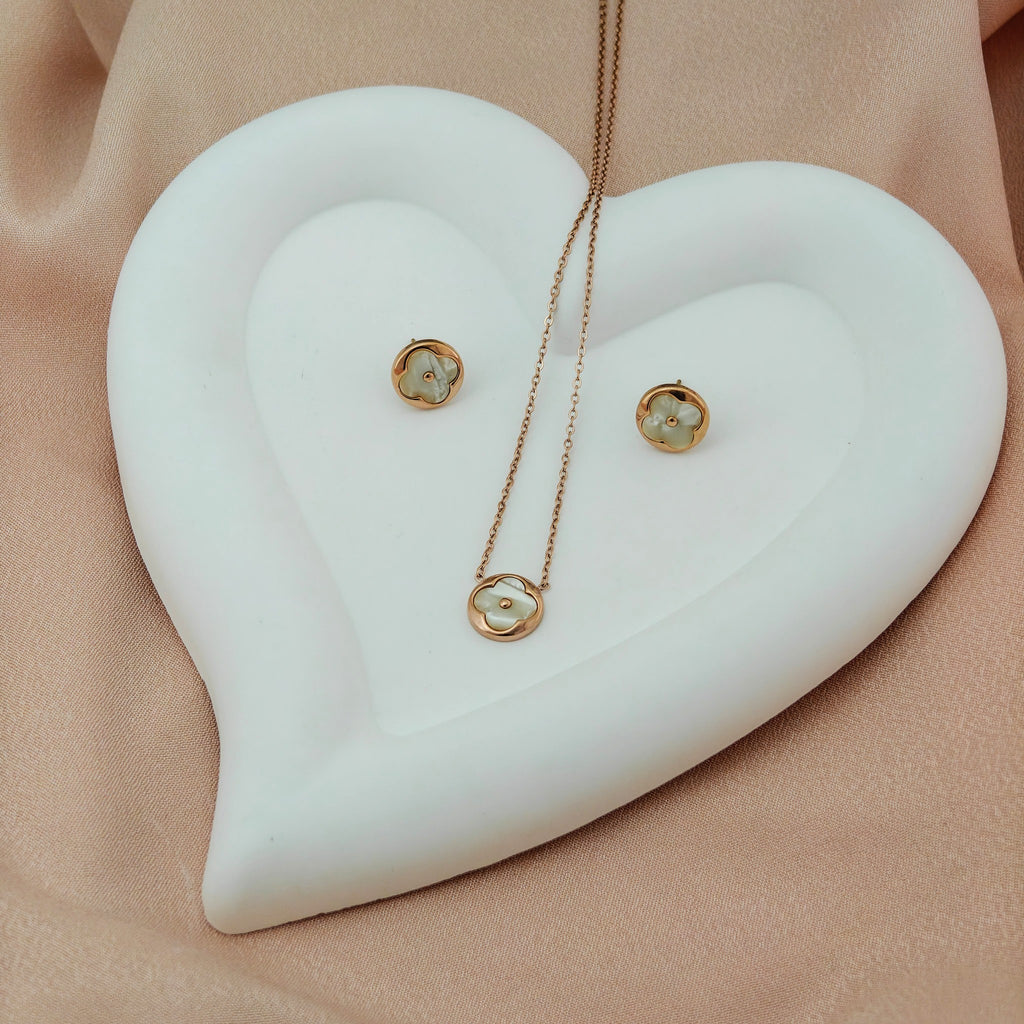 Anti-Tarnish Korean rose gold necklace set