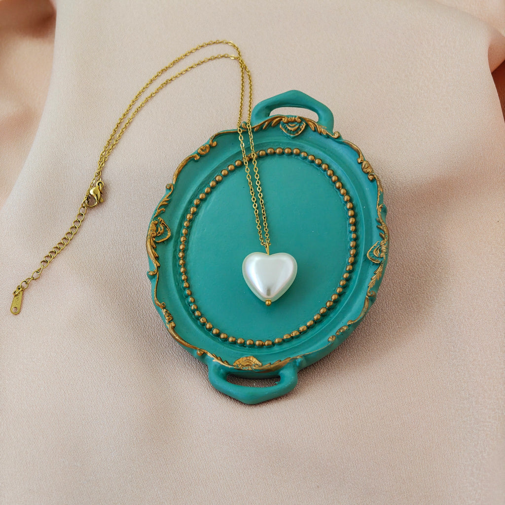 Korean Anti-Tarnish Mother of Pearl Heart Necklace