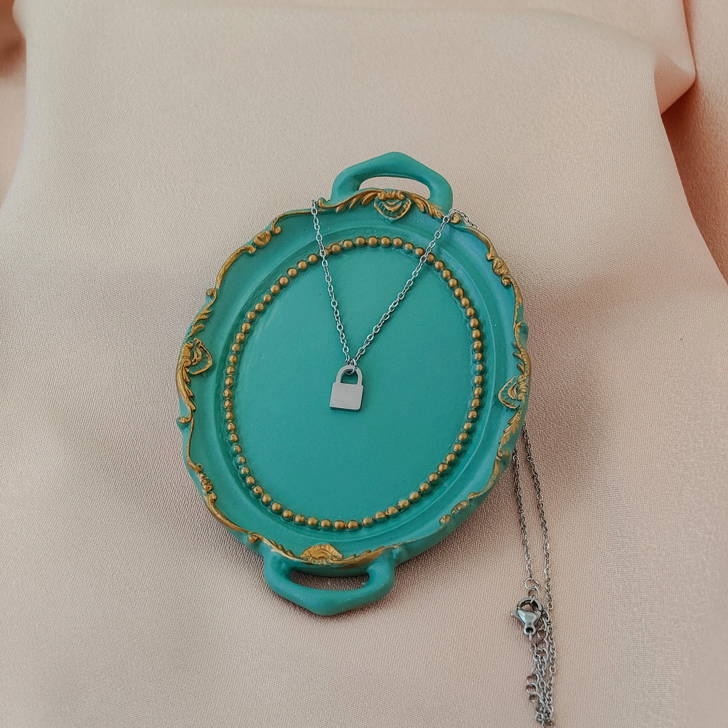 Korean Anti-Tarnish Lock Pendant Necklace