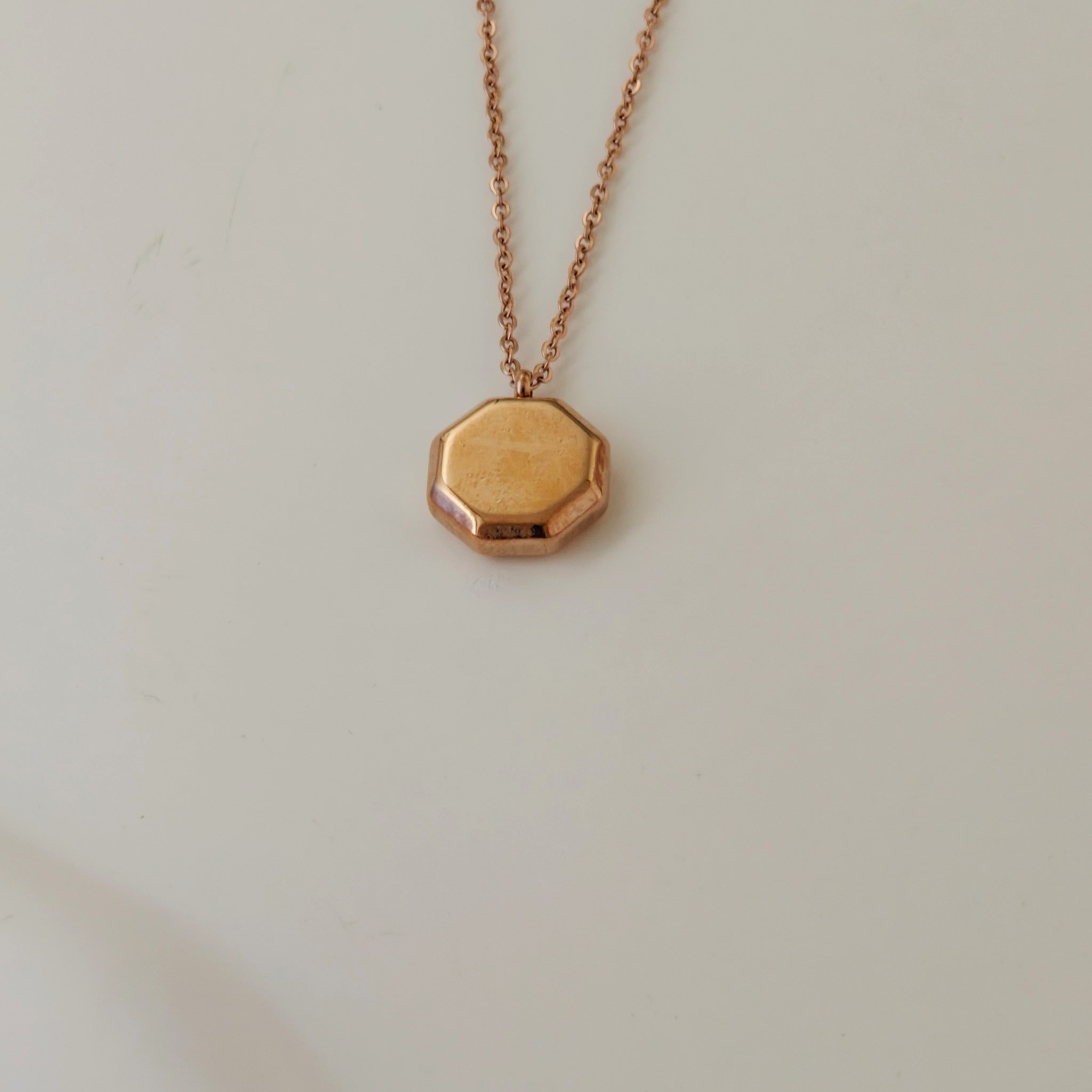 Korean Anti-Tarnish Octagon Pendant Necklace