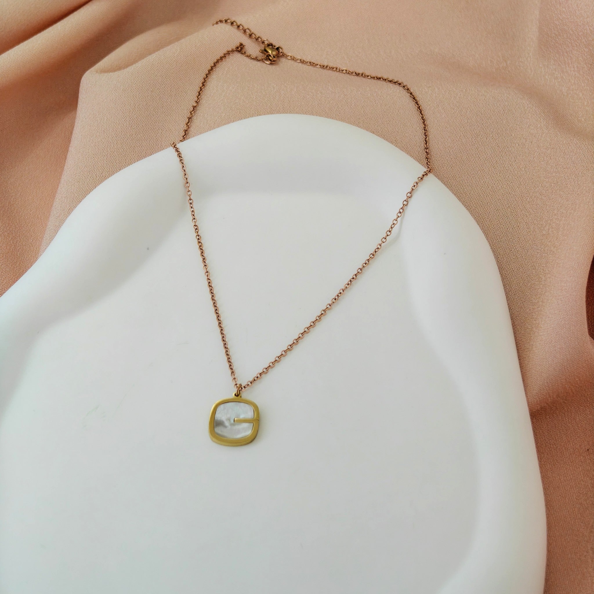 Korean Anti-Tarnish Square Pendant Necklace