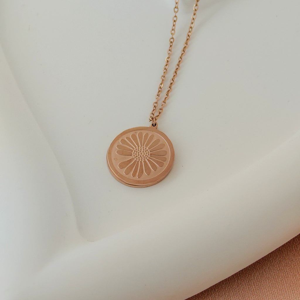 Korean Anti-Tarnish Floral Coin Necklace