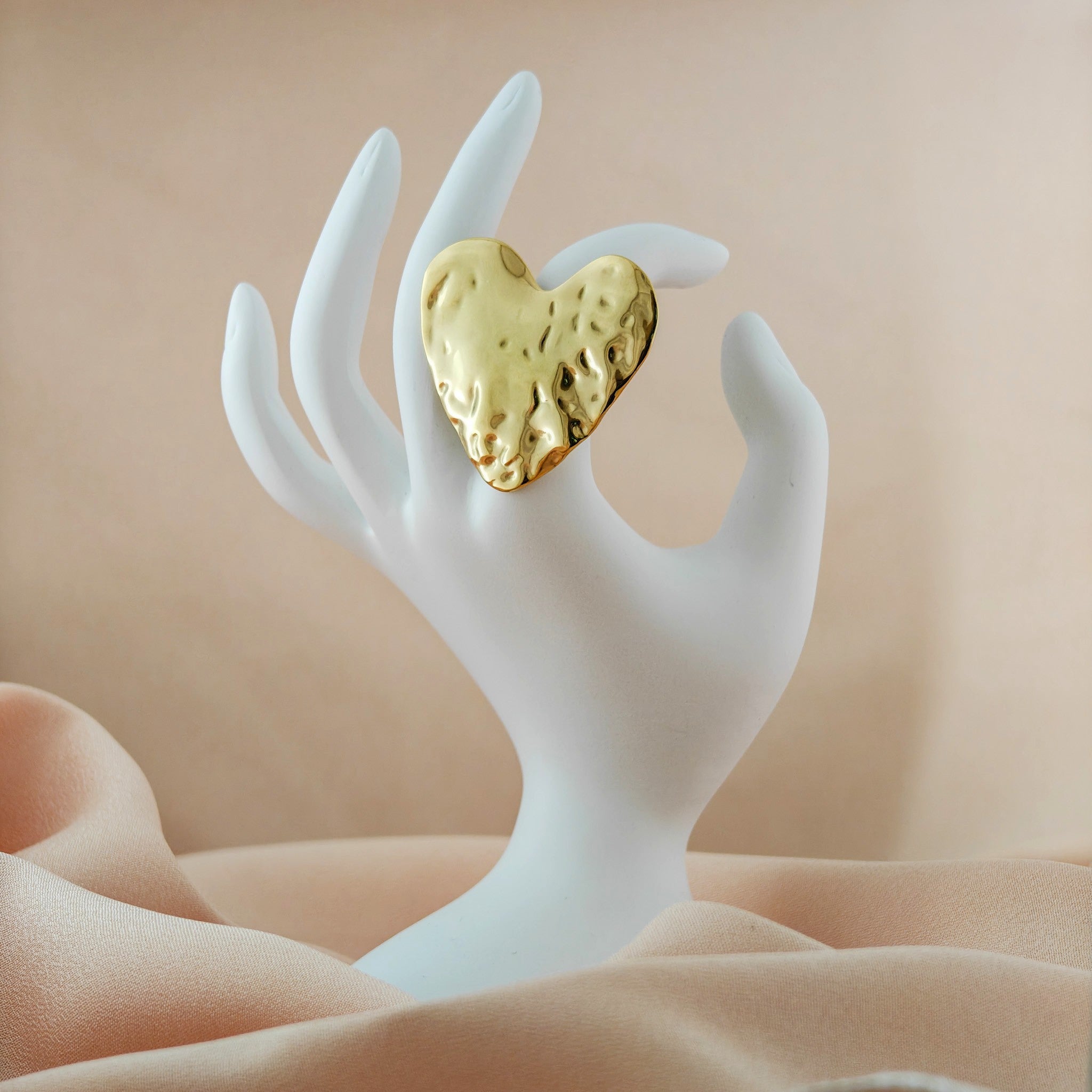 Anti-Tarnish Korean Gold Heart Ring