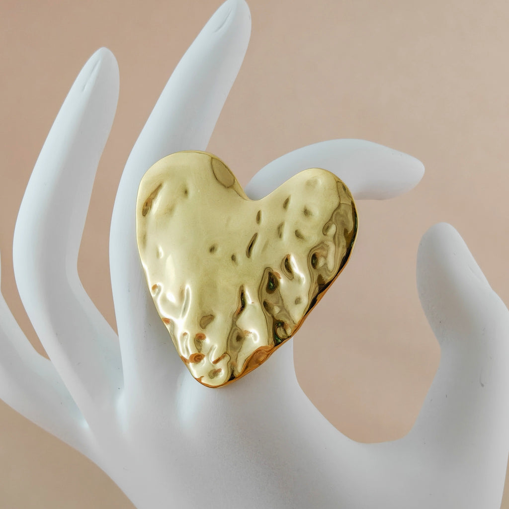 Anti-Tarnish Korean Gold Heart Ring