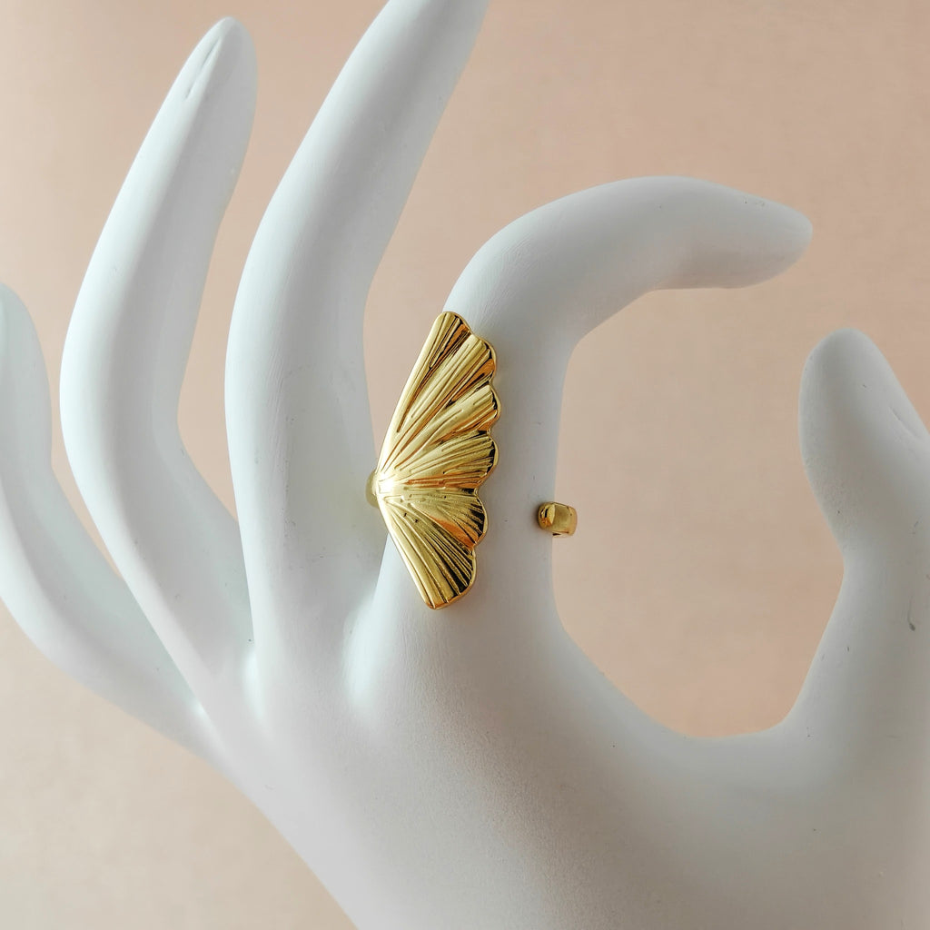 Anti-Tarnish Korean Gold-Plated Leaf Ring