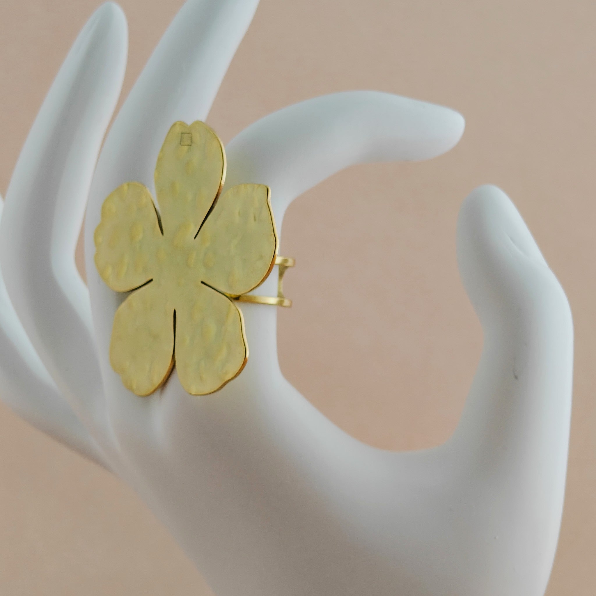 Textured Flower Anti Tarnish Korean Ring