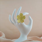 Textured Flower Anti Tarnish Korean Ring