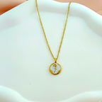 Round Enamel Rose Anti-Tarnish Korean Pendant Necklace