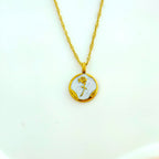 Round Enamel Rose Anti-Tarnish Korean Pendant Necklace