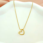 Minimalist Anti-Tarnish Korean Open Heart Pendant Necklace