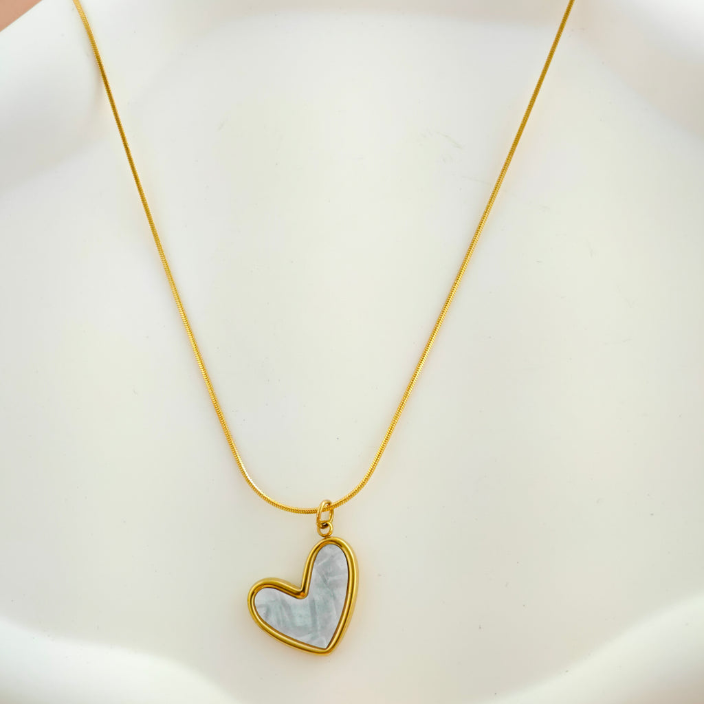 White Shell Heart Anti-Tarnish Korean Pendant Necklace