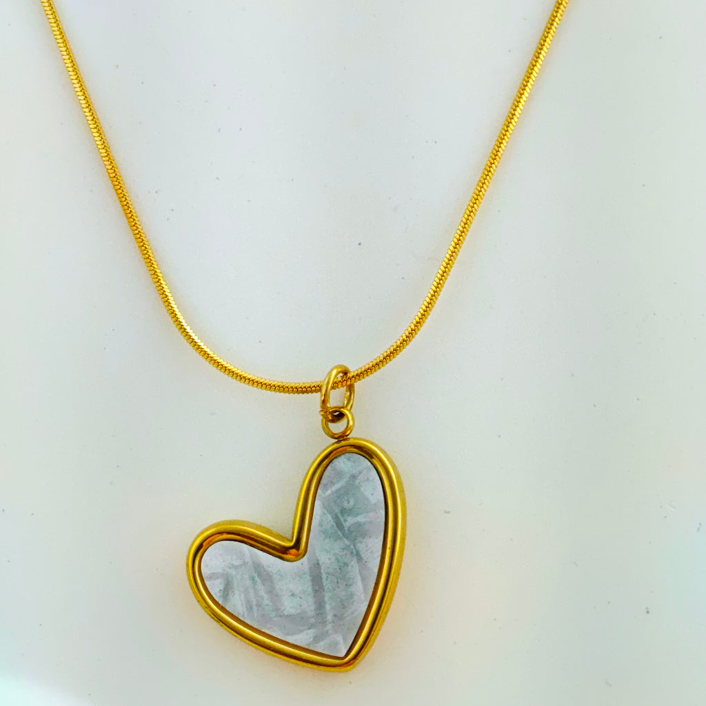 White Shell Heart Anti-Tarnish Korean Pendant Necklace