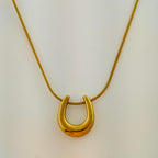 Bold Golden U-Shape Anti-Tarnish Korean Jewellery on Snake Chain