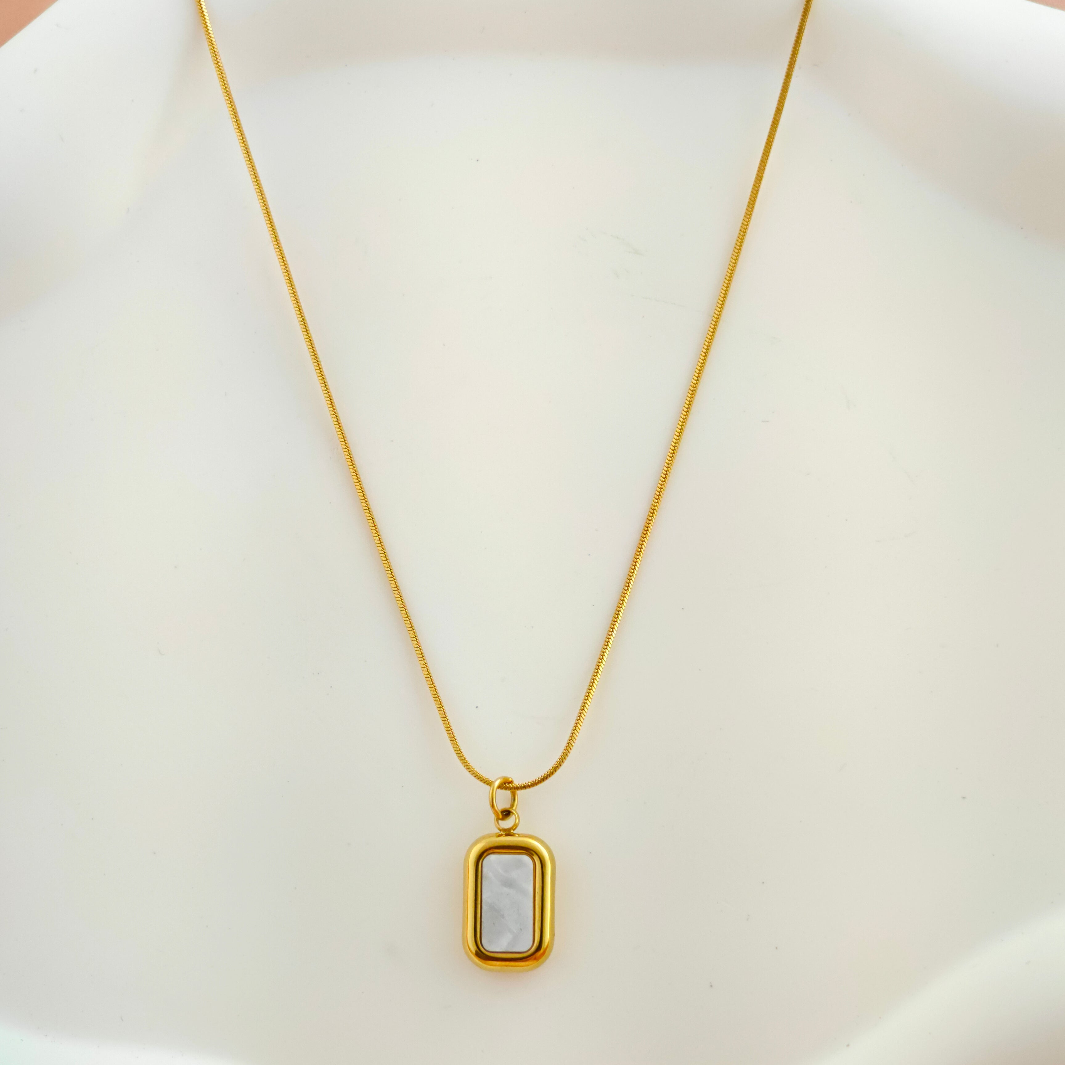 White Stone Plaque Anti-Tarnish Korean Mini Dog Tag Jewellery