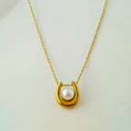 Horseshoe Pearl Anti-Tarnish Korean Pendant Necklace