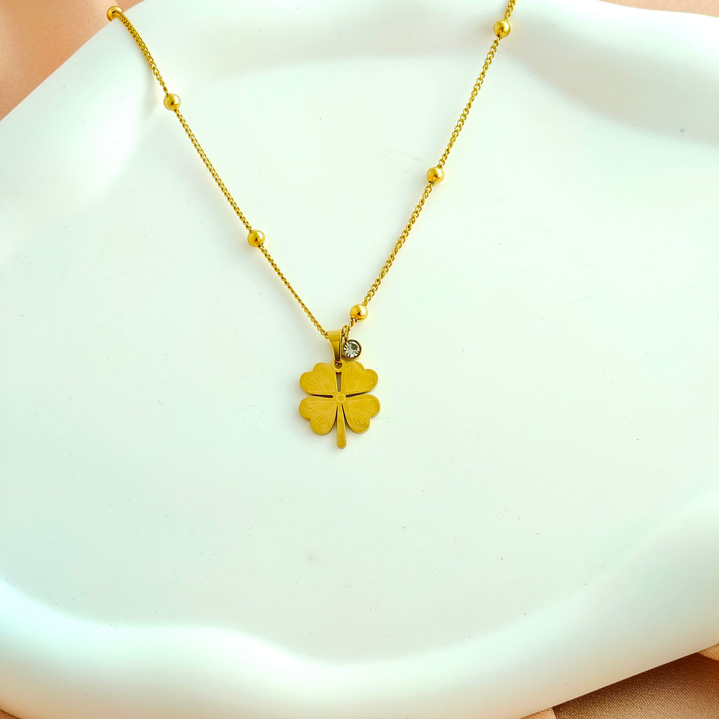 Lucky Four-Leaf Clover Anti-Tarnish Korean Pendant Necklace