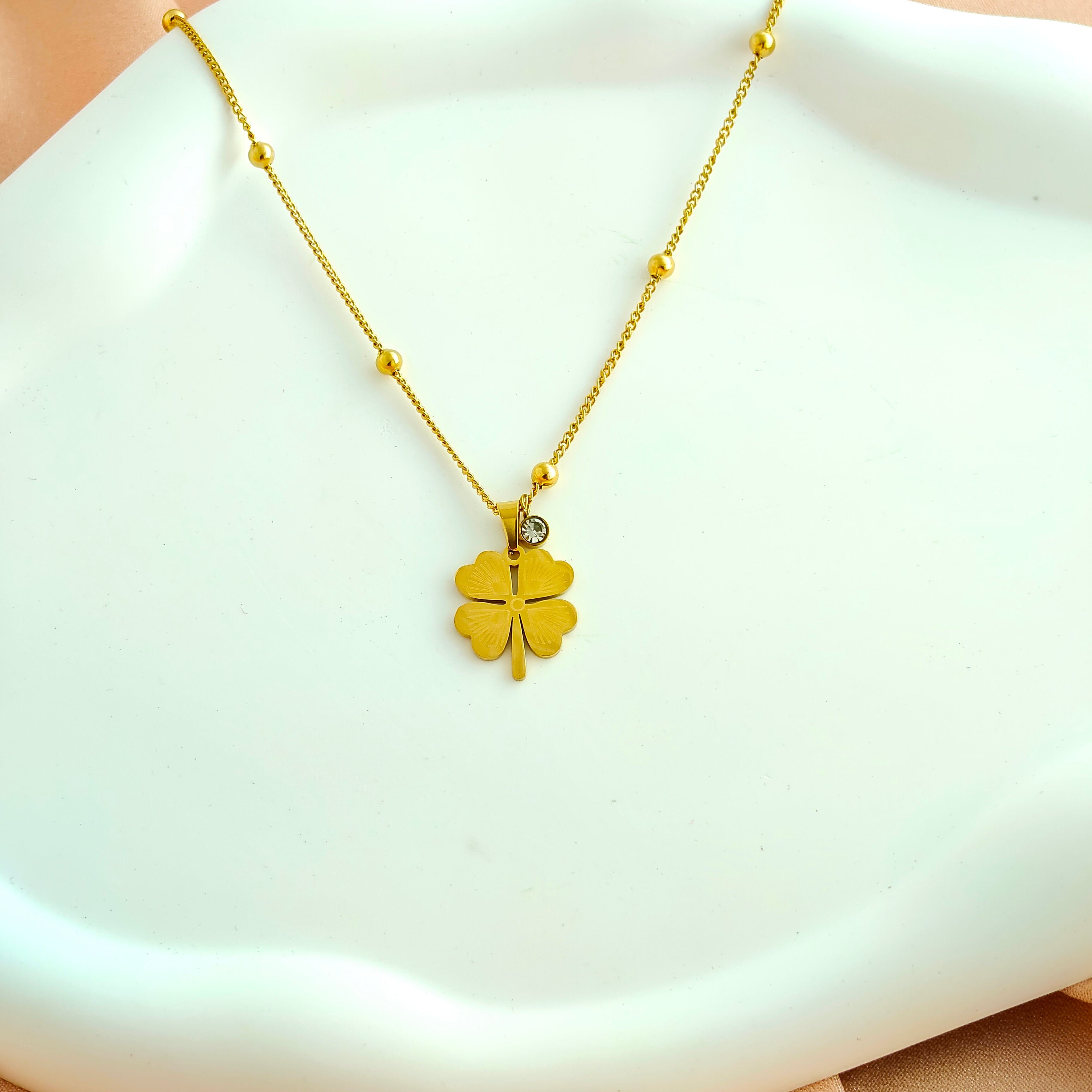 Lucky Four-Leaf Clover Anti-Tarnish Korean Pendant Necklace