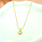 Classic White Shell Anti-Tarnish Korean Circle Pendant Necklace