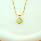 Classic White Shell Anti-Tarnish Korean Circle Pendant Necklace