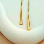 Sleek Dangle: Anti-Tarnish Korean Lariat Necklace with Open Triangle Charms