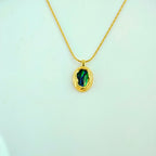 Iridescent Abalone Anti-Tarnish Korean Oval Pendant Necklace
