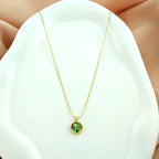 Korean Anti-Tarnish Floral Round Pendant Necklace