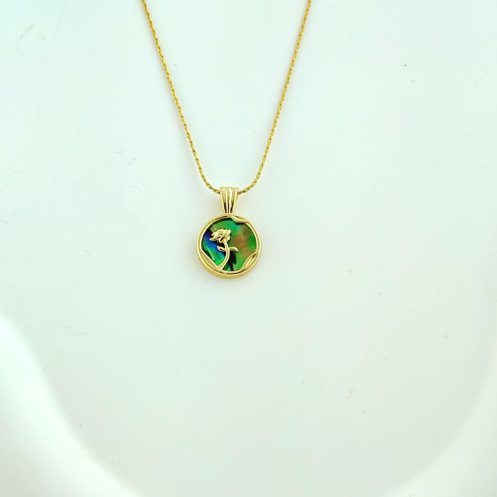 Korean Anti-Tarnish Floral Round Pendant Necklace