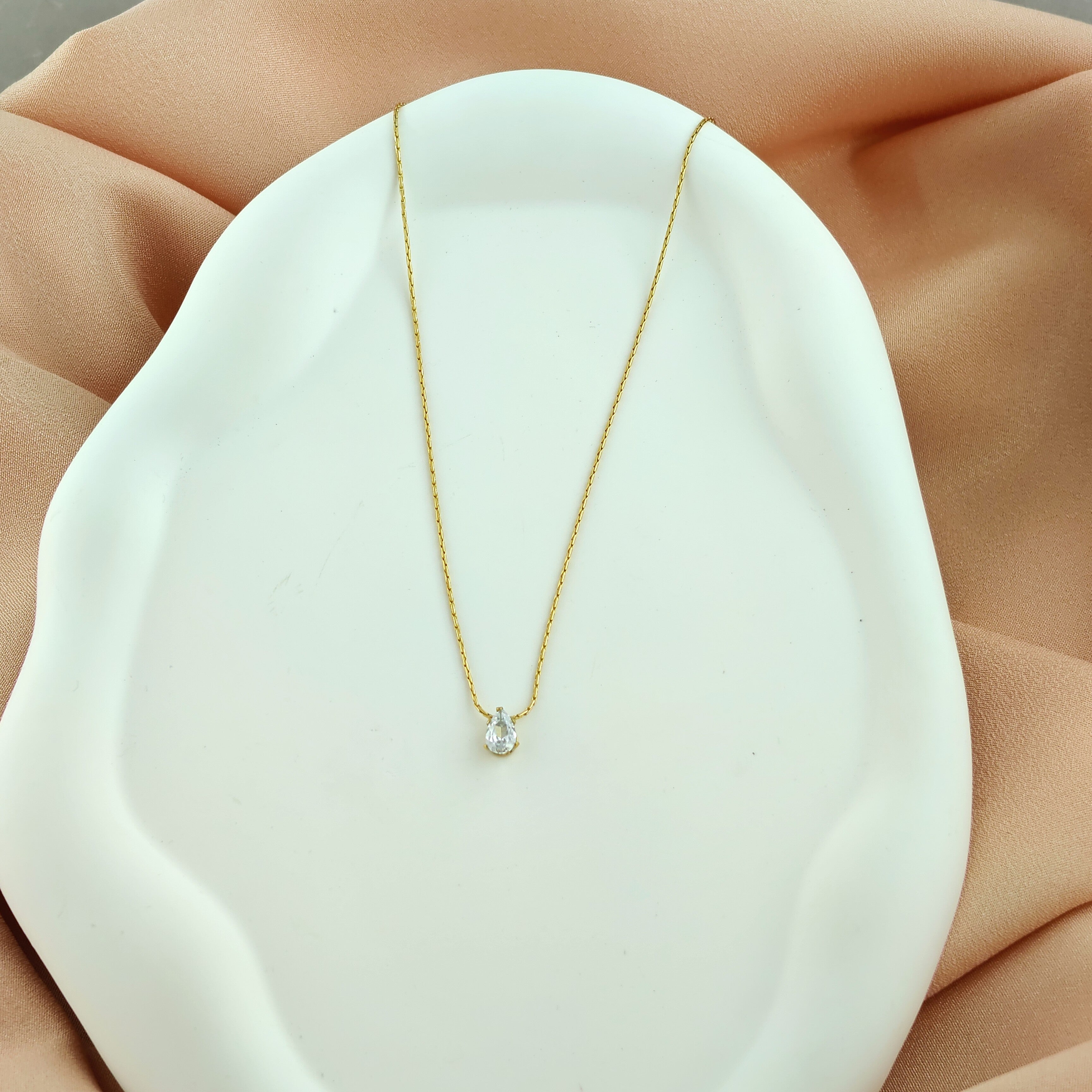 Korean Anti-Tarnish Solitaire Pendant Necklace