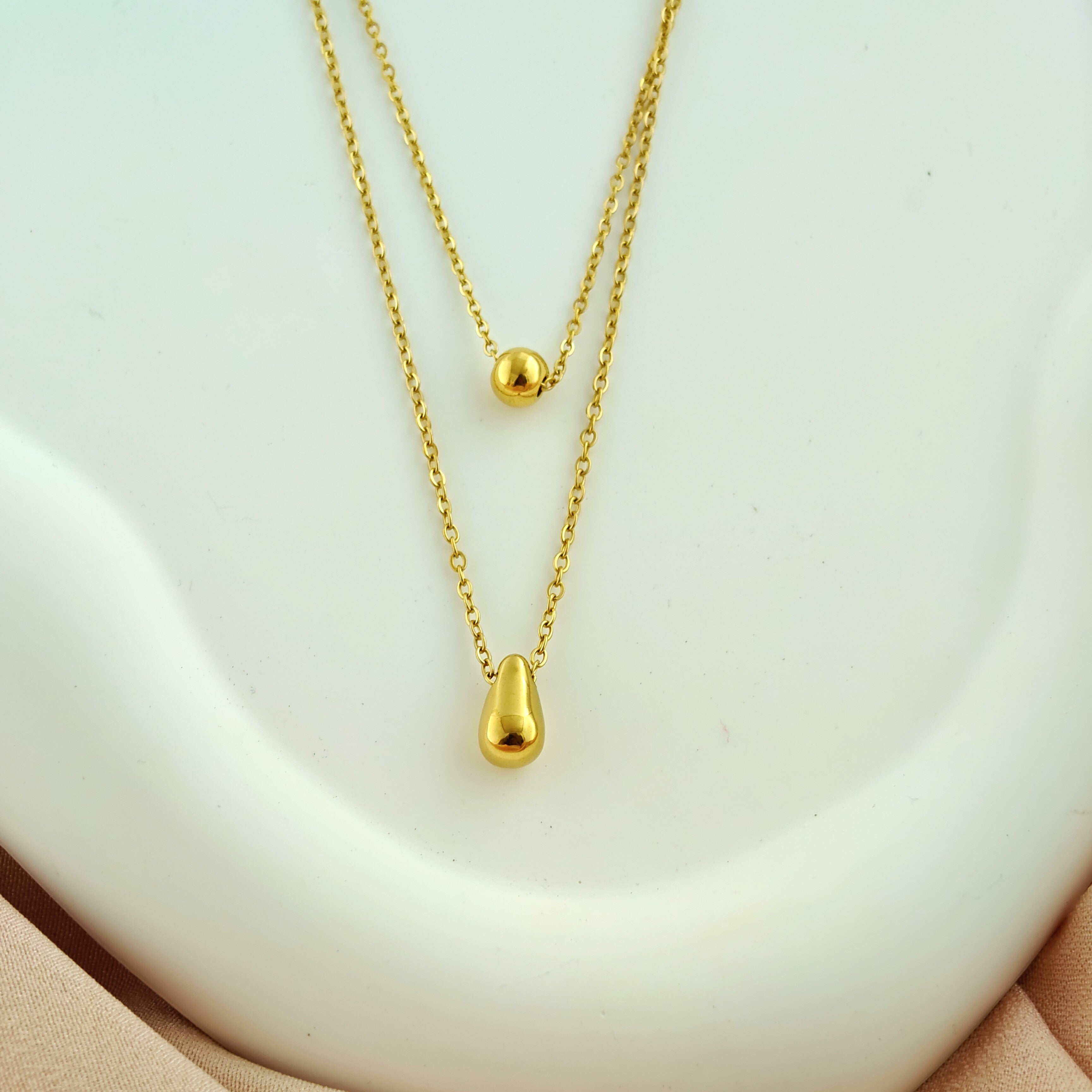 Korean Anti-Tarnish Double Layer Pendant Necklace