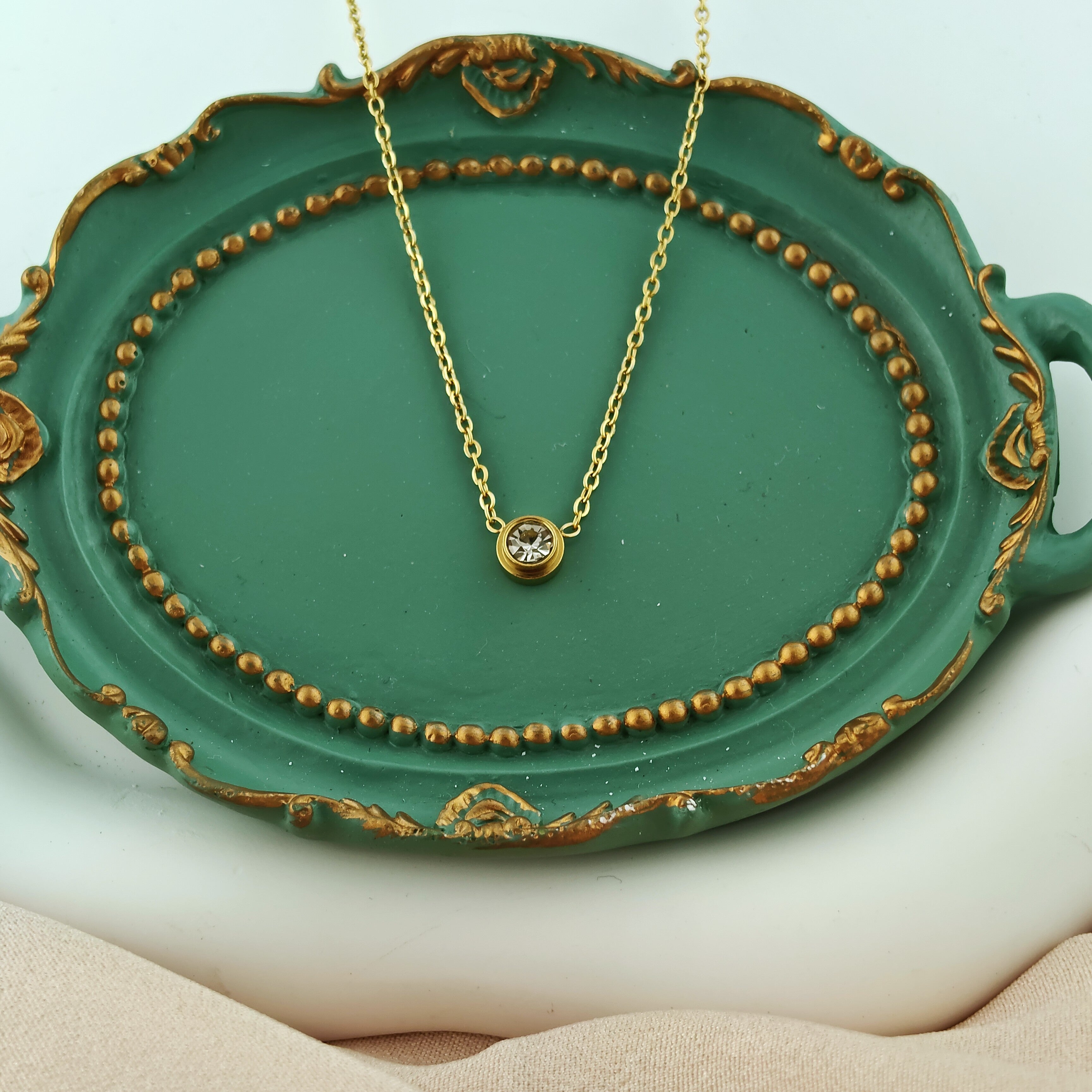 Korean Anti-Tarnish Solitaire Pendant Necklace