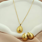 Korean Anti-Tarnish Classic Wave Drop Necklace Set