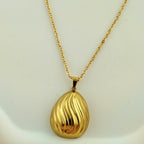 Korean Anti-Tarnish Classic Wave Drop Necklace Set