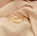 Textured Korean Anti-Tarnish Double Row Cuff