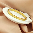 Korean Anti-Tarnish Screw Motif Diamond Accent Bangle