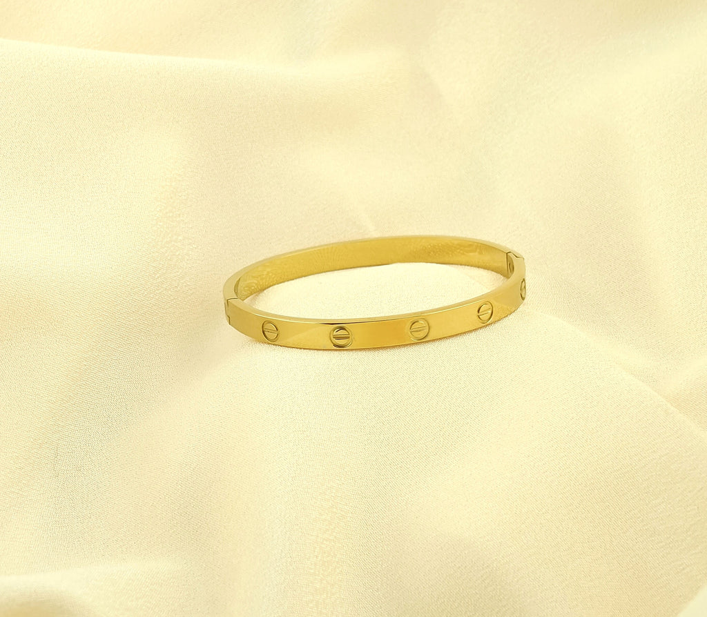 Korean Anti-Tarnish Stylish Screw Detail Bangle