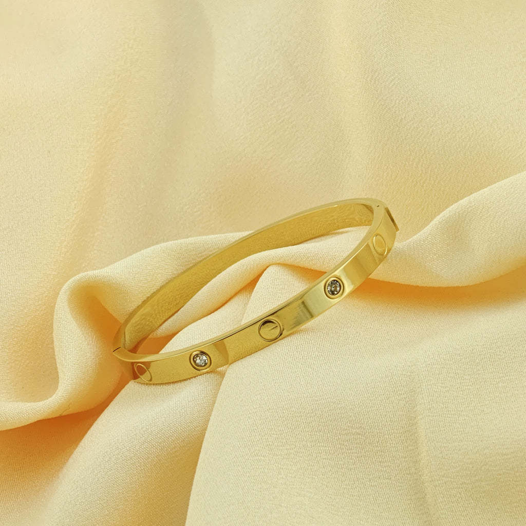 Korean Anti-Tarnish Designer Bangle with CZ Accents