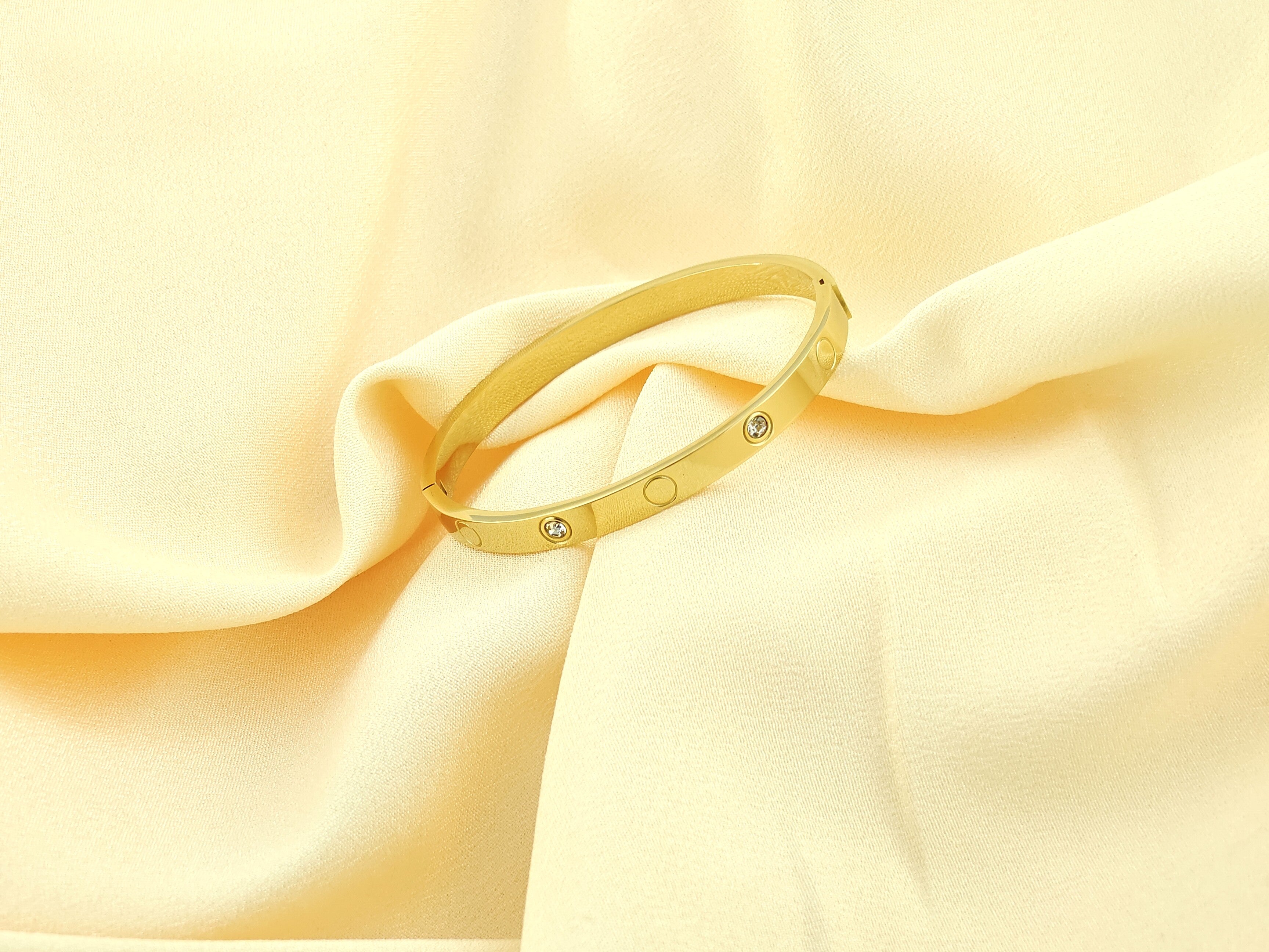 Korean Anti-Tarnish Designer Bangle with CZ Accents