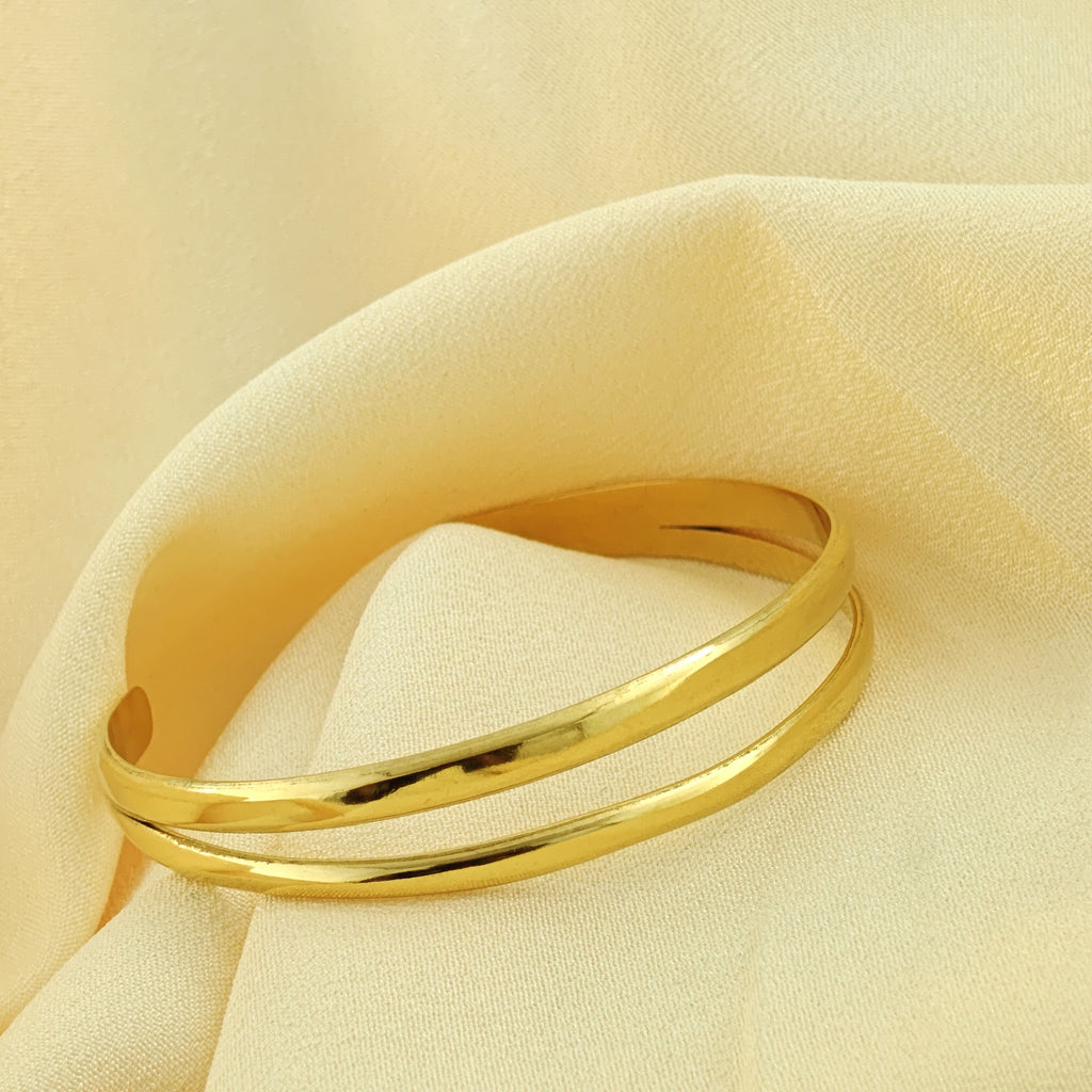 Anti-Tarnish korean Bangle with Diamond-Cut Details