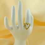 Anti-Tarnish Korean Wavy Heart Statement Ring