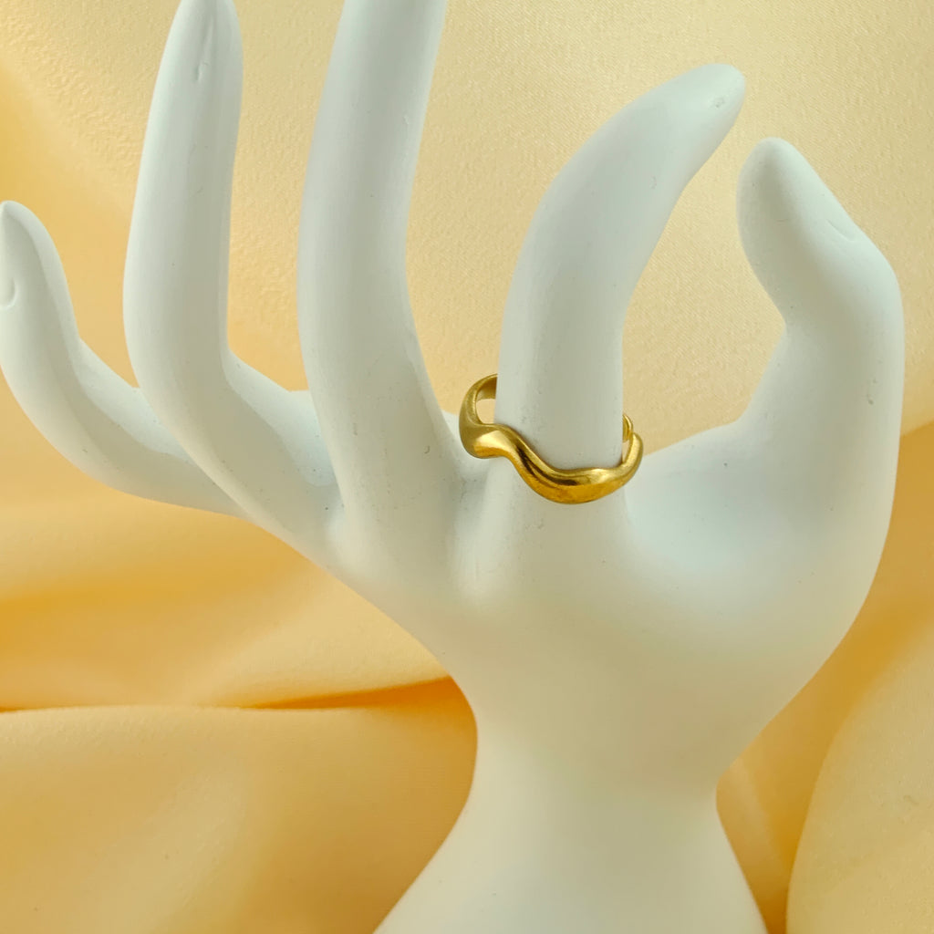 Anti-Tarnish Korean Minimalist Wave Band Ring