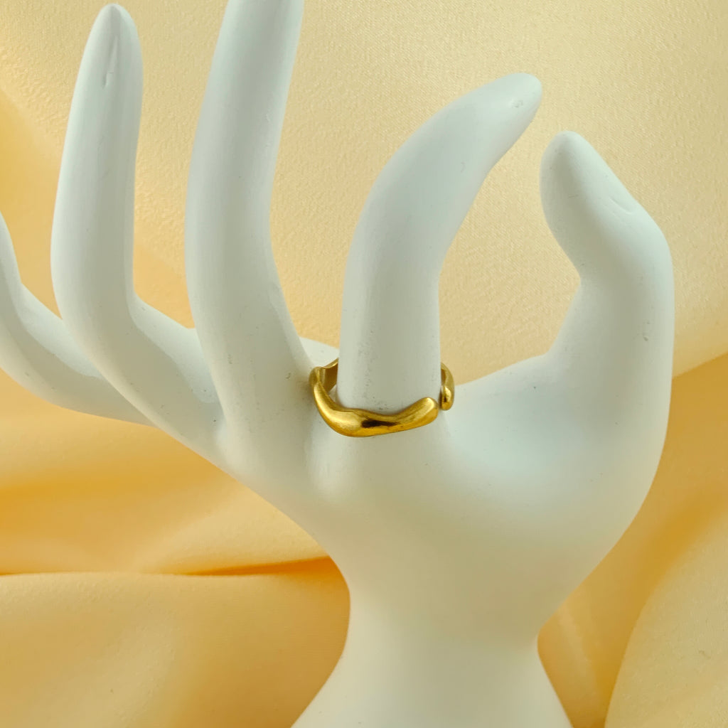 Anti-Tarnish Korean Minimalist Wave Band Ring