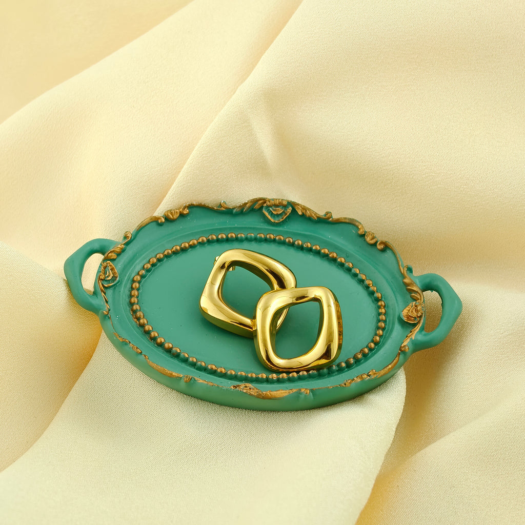 Anti-Tarnish Korean Modern Square Hoop Studs