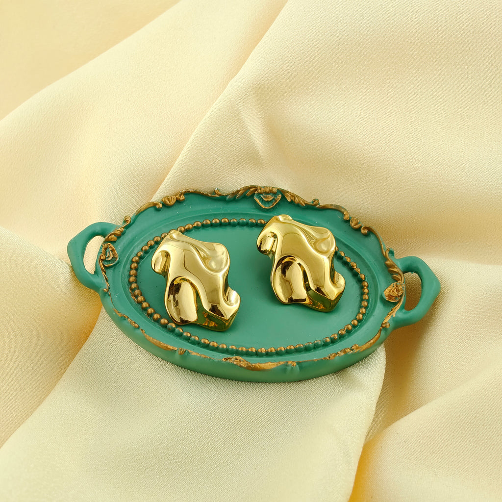 Modern Anti-Tarnish Korean Sculpted Studs