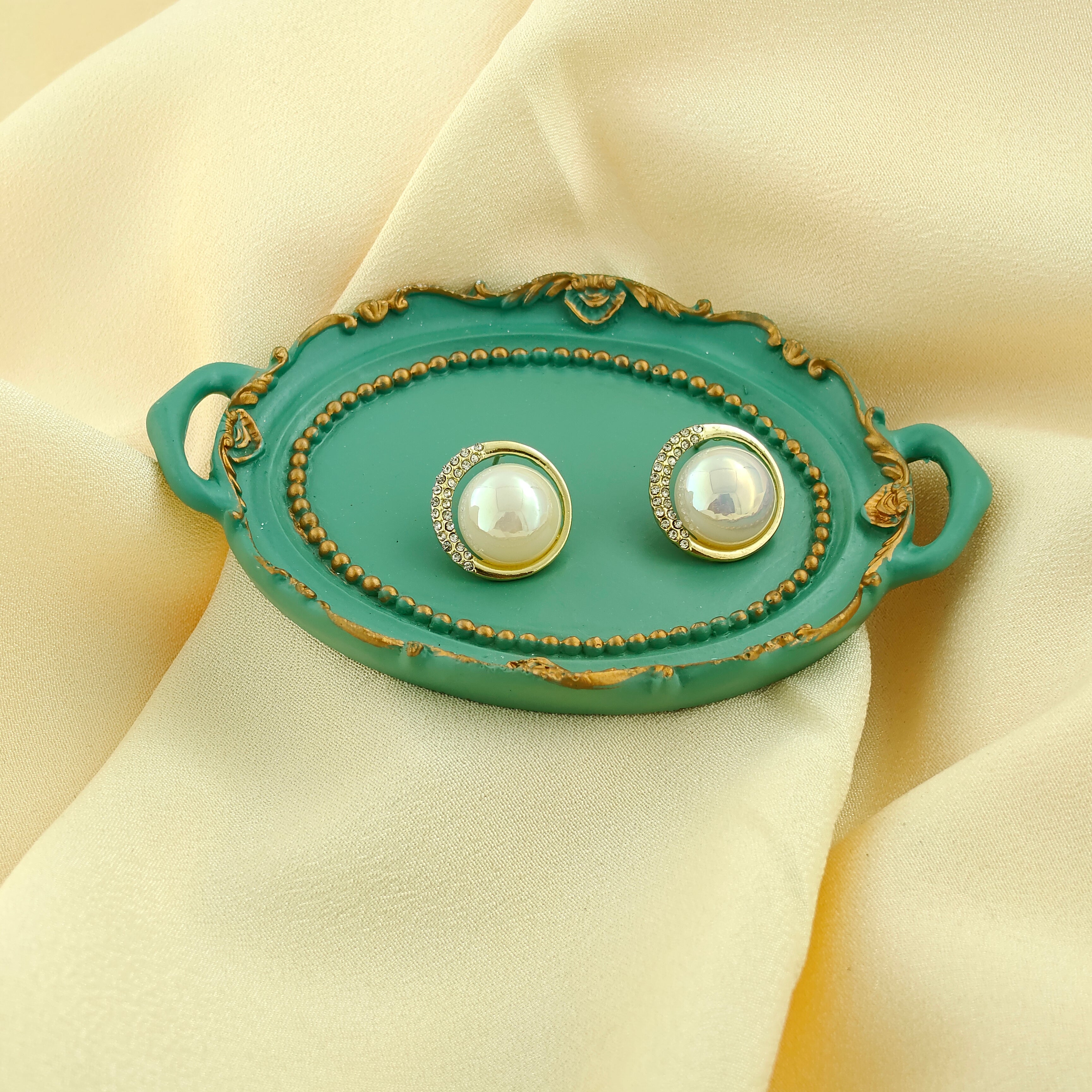 Anti-Tarnish Korean Pearl Halo Stud Earrings